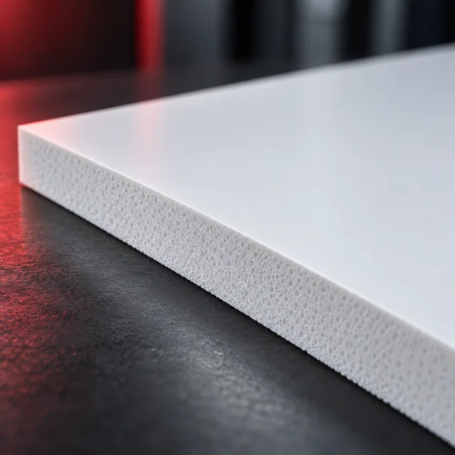 Smooth surface and closed-cell foam core of a PVC foam board