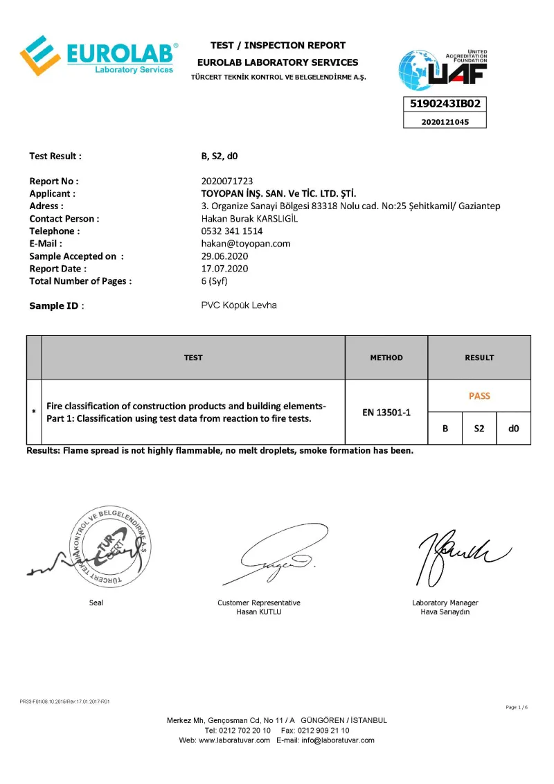 Fire Test Report (EN 13501-1)